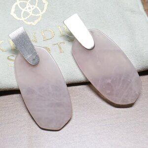 NEW Kendra Scott Aragon Silver Rose Quartz Drop Earrings Authentic